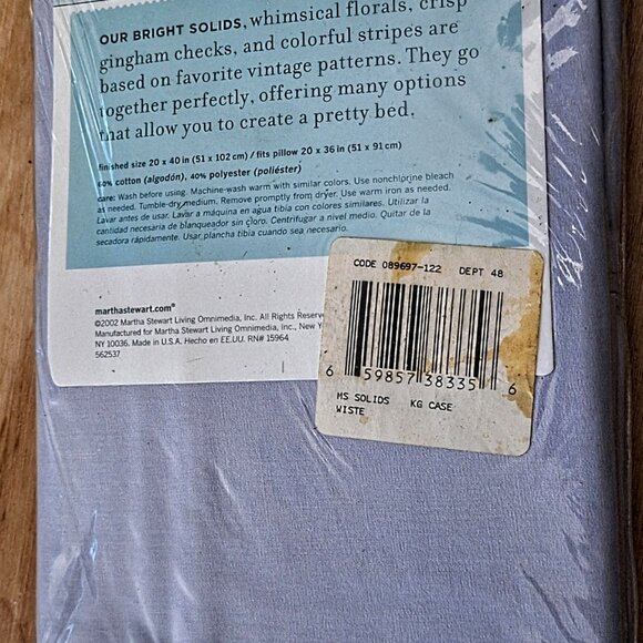 2 King Martha Stewart Everday Cotton Rich Blend Wisteria Pillowcases NIP - Picture 2 of 4